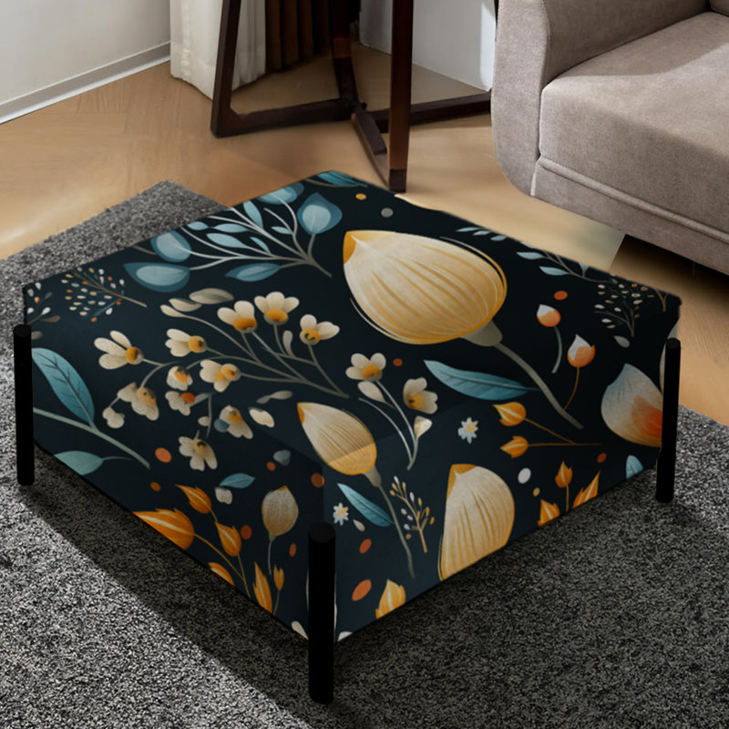 Scandinavian Botanical Collage - Grand repose-pieds carré botanique