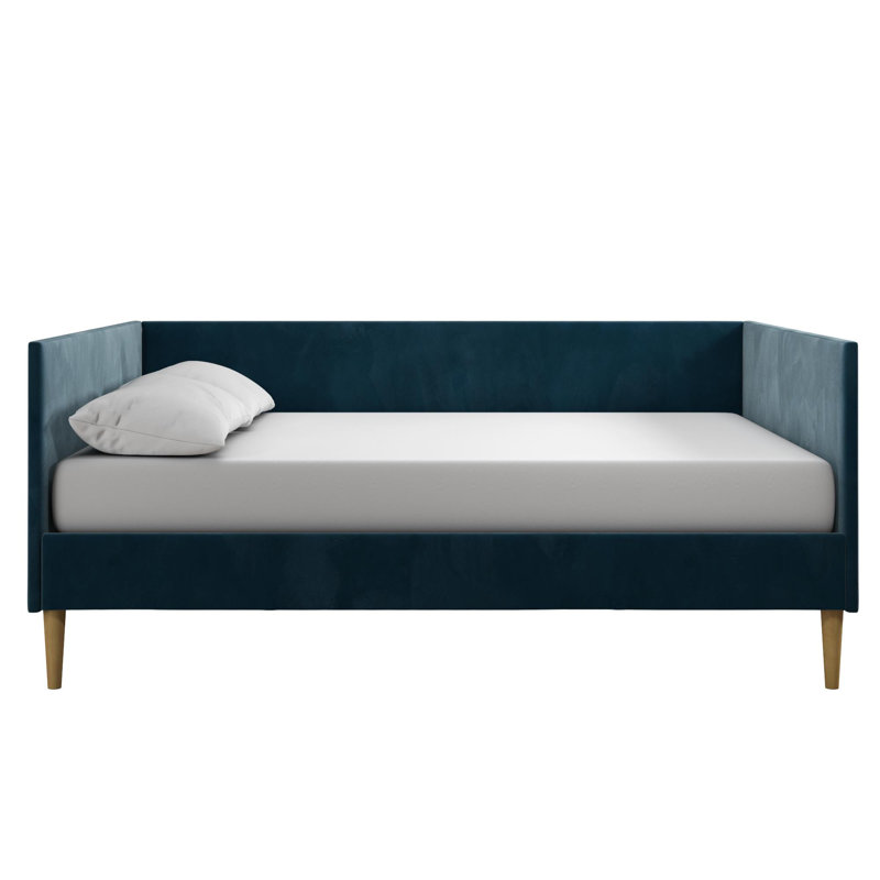 Lit de jour Chadlee, Velours bleu, Simple
