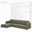Grand lit escamotable mural avec canapé et tablettes, panneau vert, canapé beige-1354438714