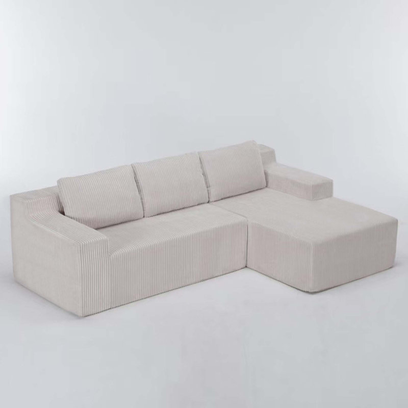 Corduroy Modular L Shaped Sectional Sofa,Luxury Floor Couch Set,Upholstered Indoor Furniture,Foam-Filled Compressed Sofa for Living Room,Bedroom