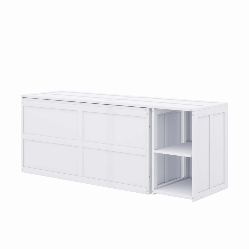 Grand lit escamotable avec rangement Malachie, Blanc
