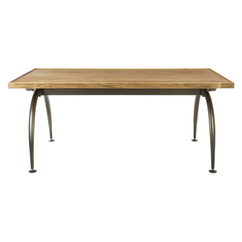 Coffin Solid Wood Top Metal Base Dining Table