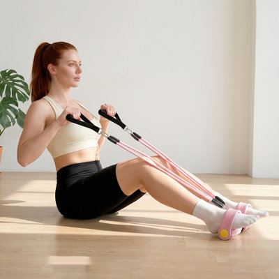 Relifesports Pedal Resistance Band with Handles, Pilates Exercise Pull Rope for Full Body Workout, Core & Leg Training