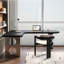 Bureau d'angle en bois massif noir avec pieds en acier inoxydable-1661970807