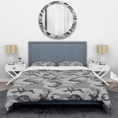 Trendy Grey Camouflage - Abstract Duvet Cover Set - Microfiber Polyester