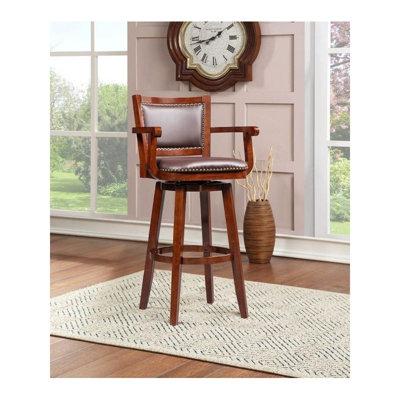  Rubberwood Extra Tall Swivel Bar Stool in Cherry