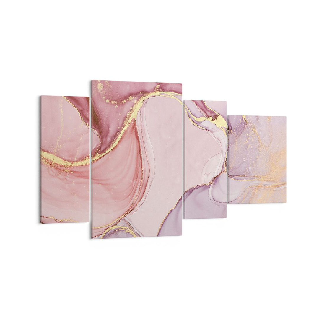 4-tlg. Leinwandbilder-Set Abstraction Marble Pink