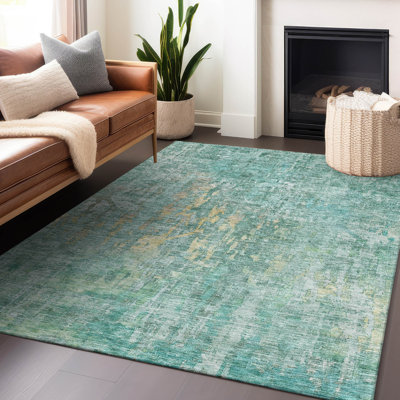 Tapis sarcelle intérieur / extérieur lavable à la machine Claudian ACN1237