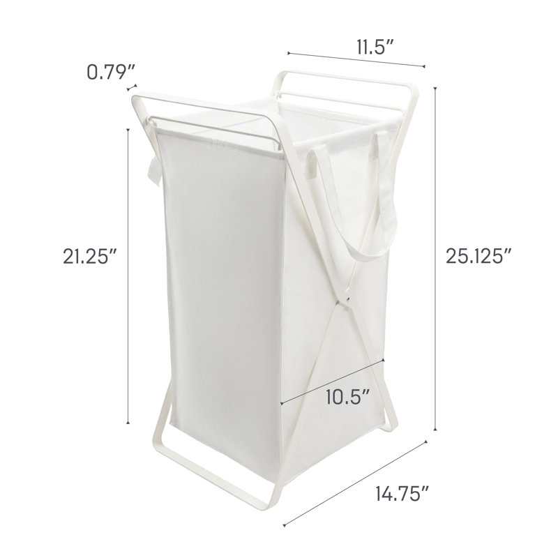 Panier à linge en métal, Blanc, Moyen (25,2 po x 11,8 po x 14 po)