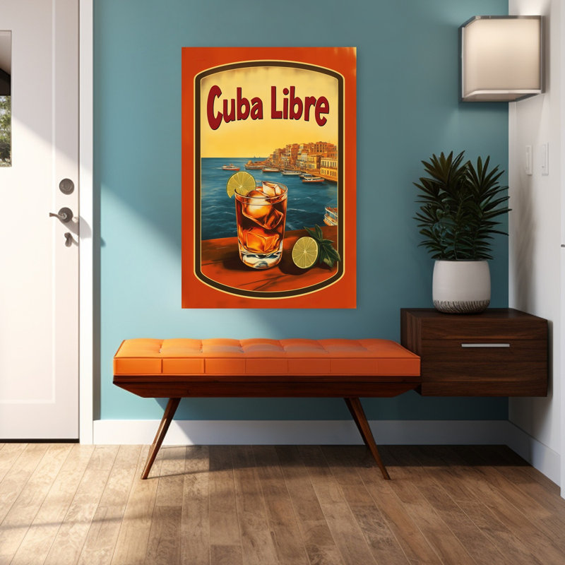 «Cuba Libre Harbor Sunset», art rétro classique rétro côtier, H 48 po x l 32 po