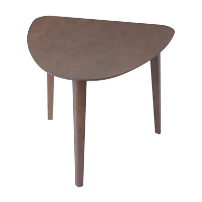 Triangular Wood Table - 36" Modern Space-Saving Geometric Side Table for Living Room, Bedroom, Kitchen, Brown Finish for Living Room, Small Space