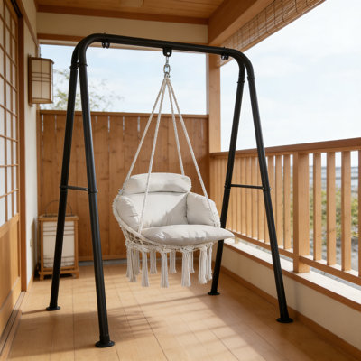 Hammock Swing Chair with Plush Cushion and Breathable Fabric for Indoor Outdoor Relaxation.