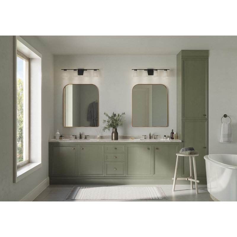 Éclairage pour meuble-lavabo transitionnel à quatre lumières, Noir mat