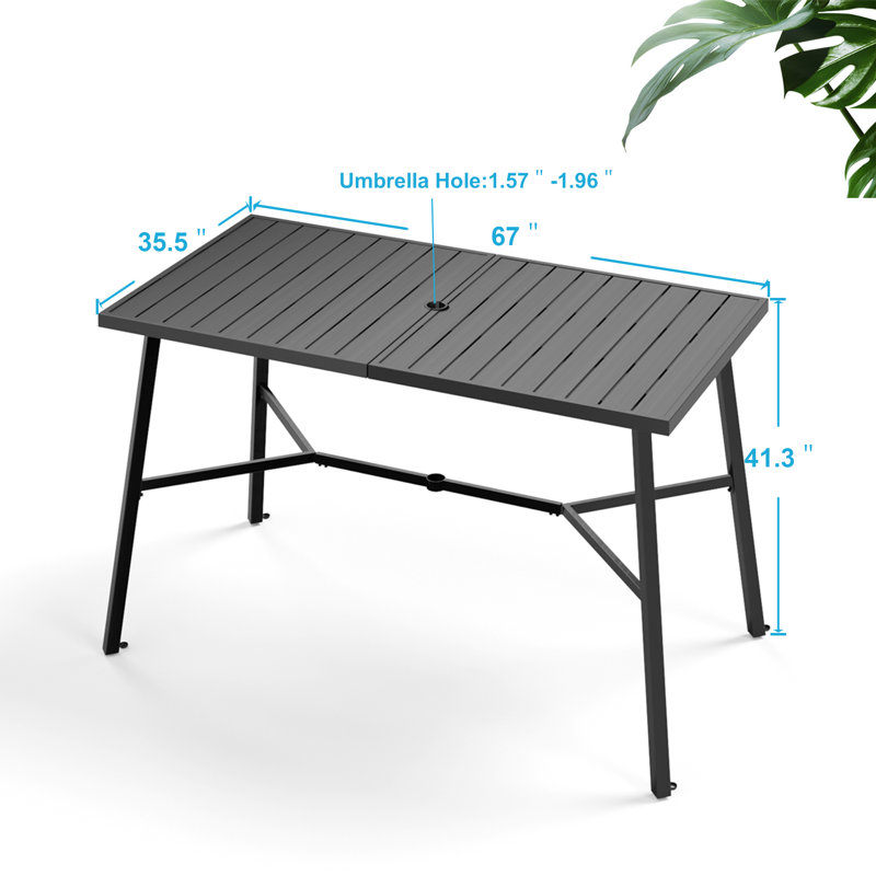 Table de bar en métal, L 35 x L 67 x H 41