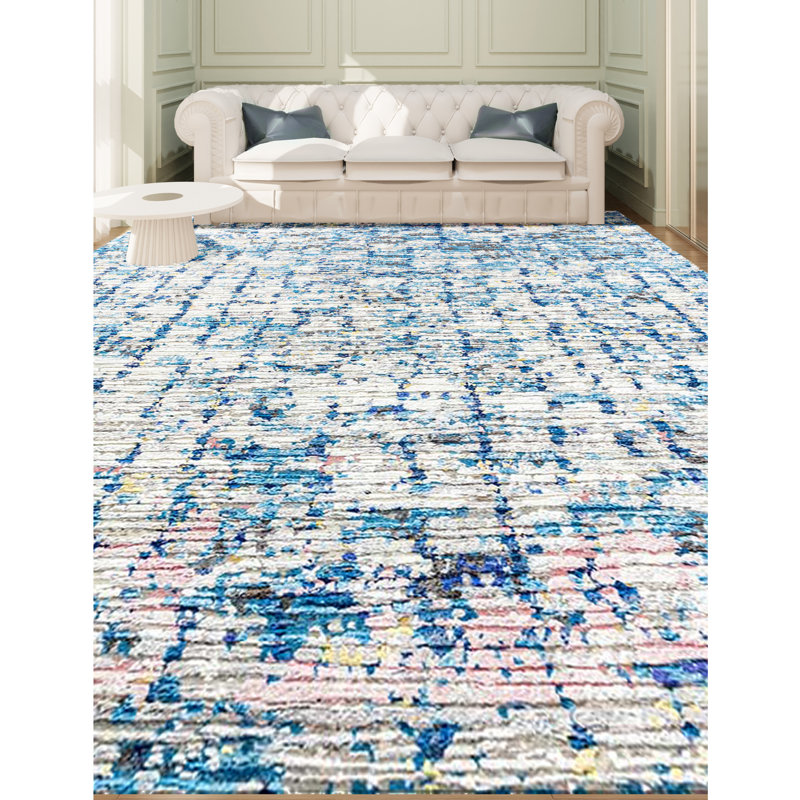 Hand Woven Wool Abstract Area Rug, Rectangle 8' x 10'