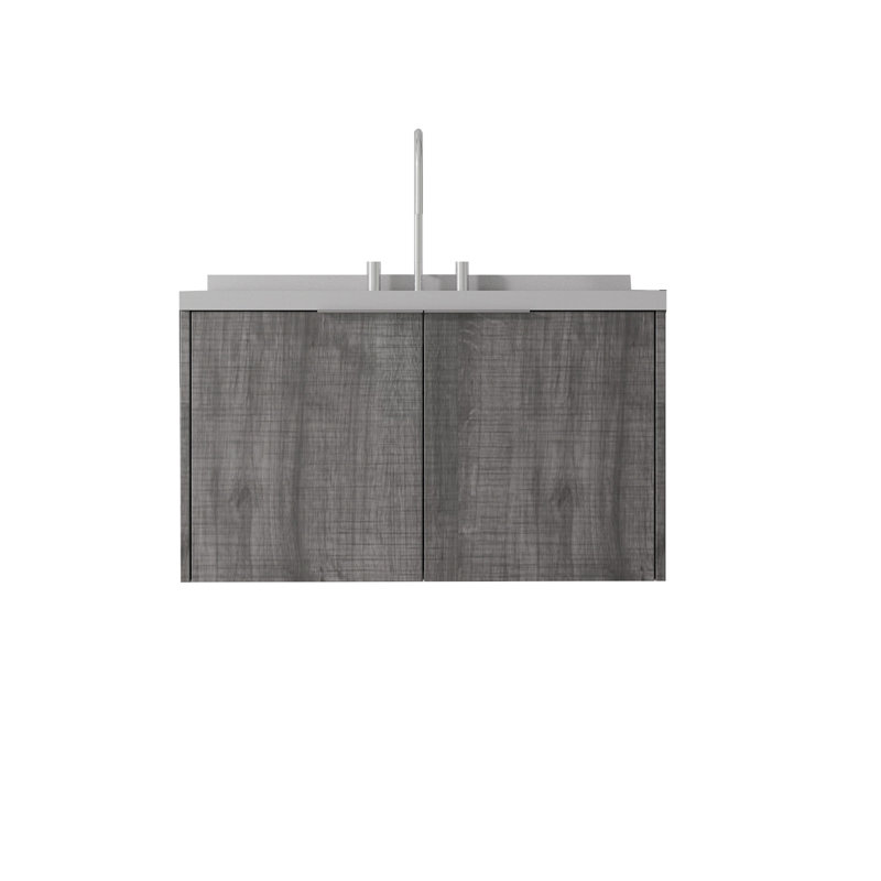 Meuble-lavabo flottant avec lavabo, Grey, 36" W