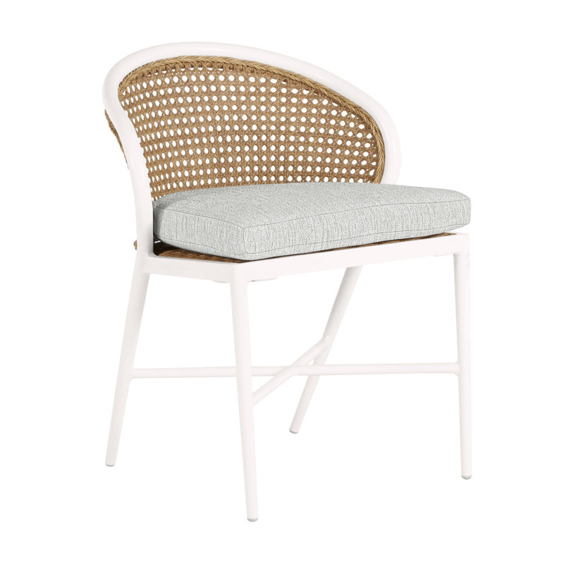 Havana Side Chair, No Welt, Chalk/Natural Cane, Rollo Lace