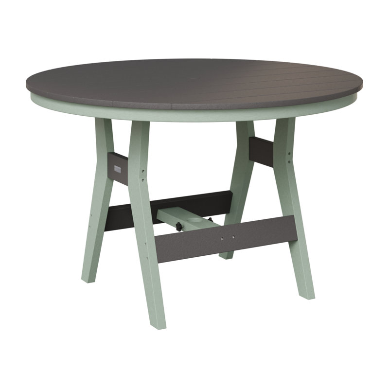 Harbor Outdoor Round Bar Table, Smoke Gray, Seafoam