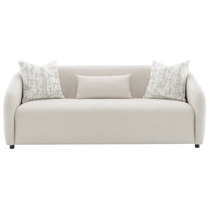 Beige Linen Tight Back Sofa with Accent Pillows