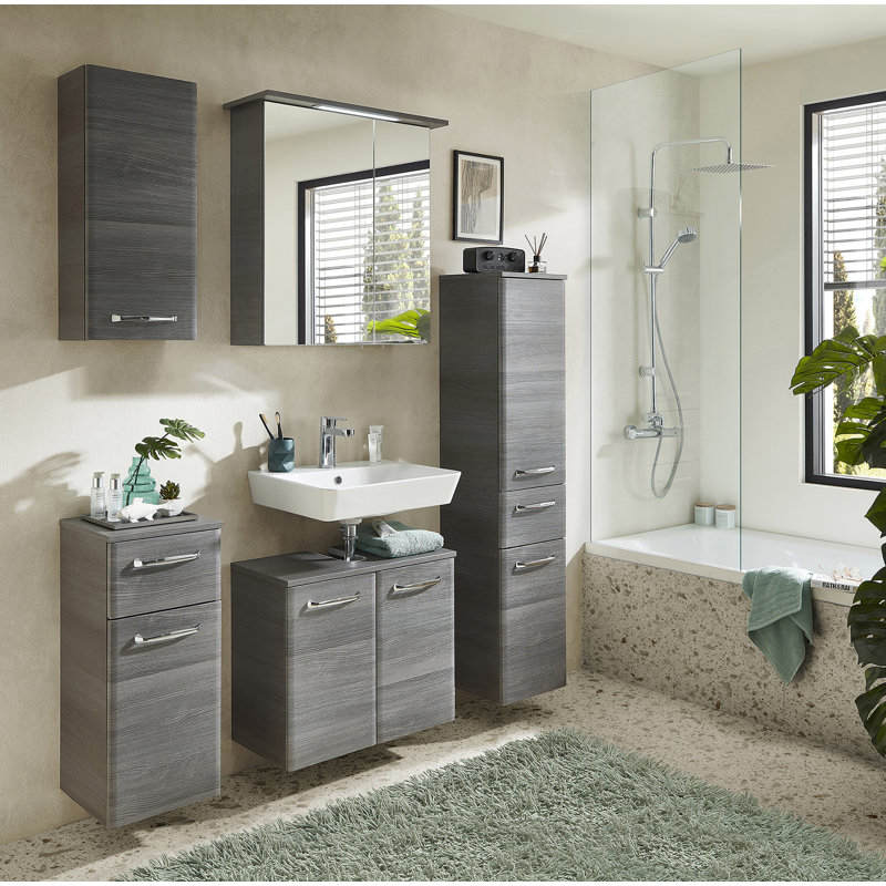 Quickset 928 60cm Single Bathroom Vanity Base Only in Replica Graphite