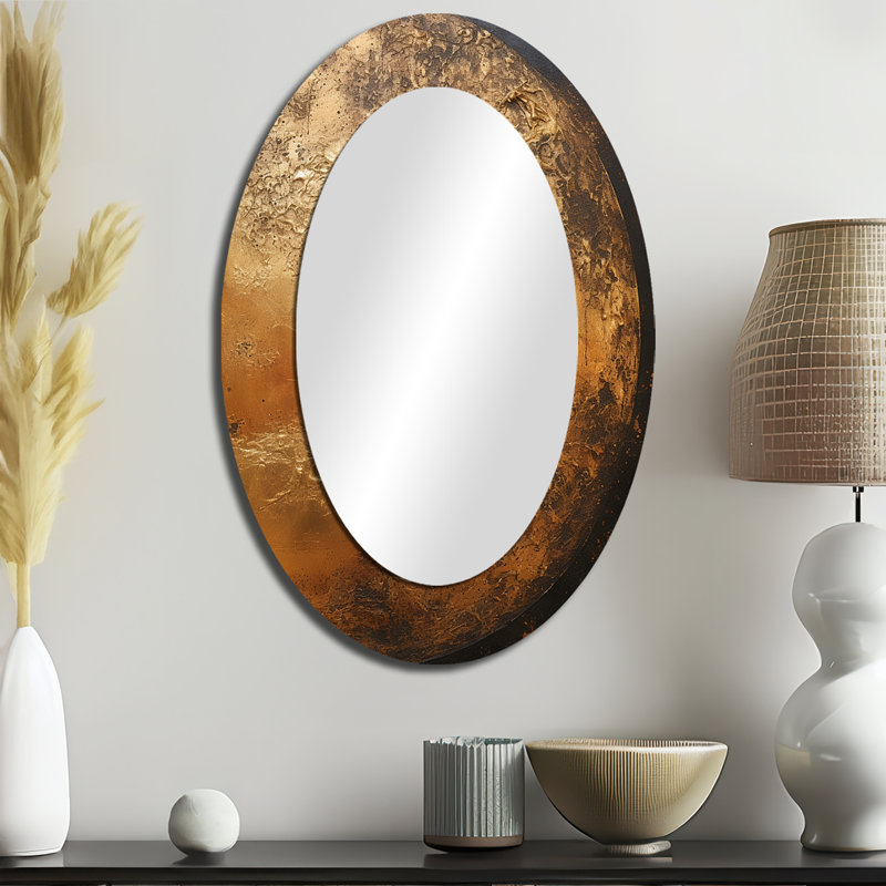 Bronze Moon Beam - Large Wall Mirror On Metal, 36" x 24", Oval