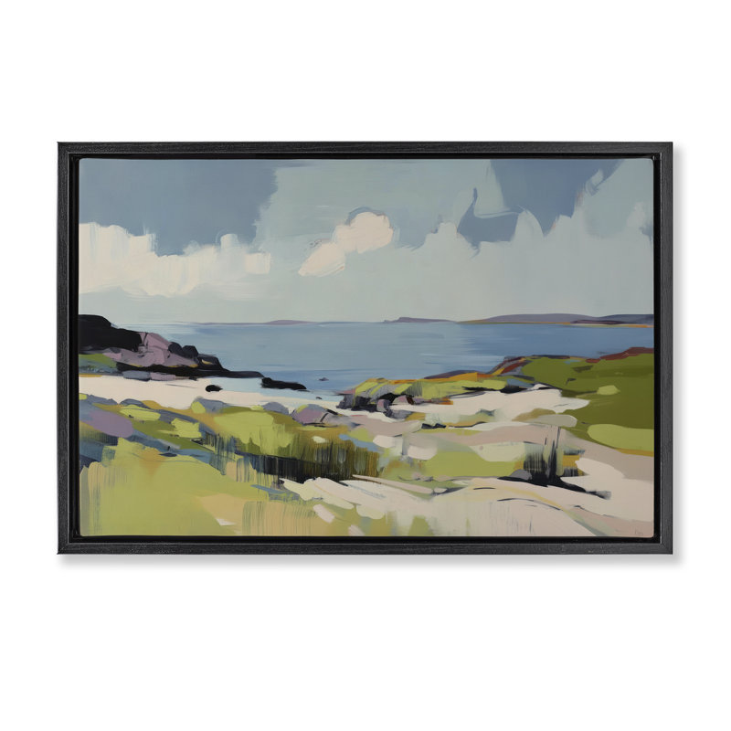Cadre flottant Coastal Green Breeze, design par Elara Yasna, Cadre flottant noir de jais, H 17 po x l 25 po