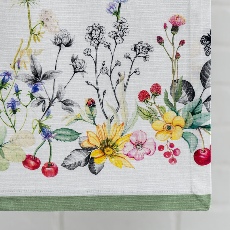 100% Cotton Easter Table Runner, 108" L x 14.5" W, Floral 1