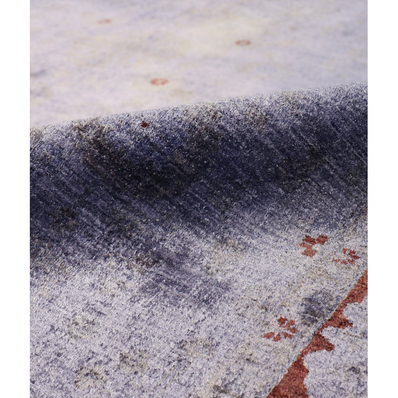Lahore Hand Knotted Wool Oriental Area Rug in Purple/Red, Rectangle 9'3" x 12'4"