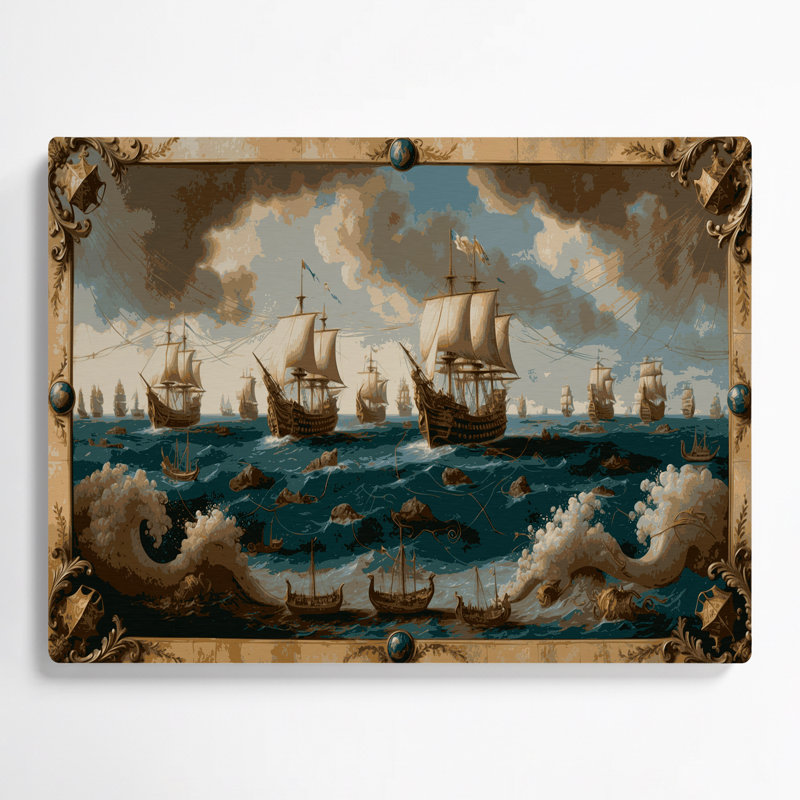 Art nautique brun, "Nautical Trading routes", H 8 po x l 10 po
