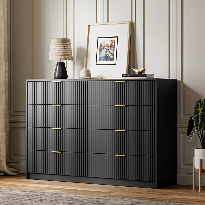 8-Drawer Double Dresser, 55" W, Black