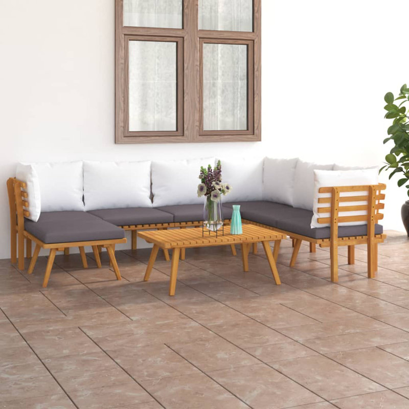 Chaise longue avec coussins 4 pièces Damita, 8 pièces: 3 centrales, 3 d'angle, repose-pieds, t