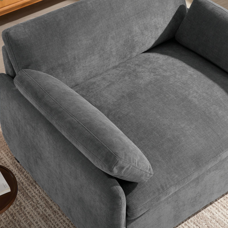 Fauteuil surdimensionné en chenille avec assise profonde, Gris
