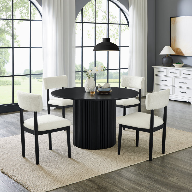  Ensemble de salle à manger à piédestal avec 4 chaises élégantes Henriet