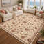 Floral and Geometric Washable Area Rug-266245996