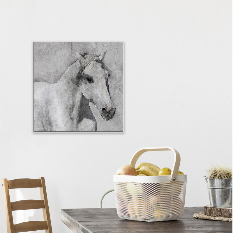 « gray élégant cheval », impression sur toile, H 24 po x l 24 po, Toile tendue