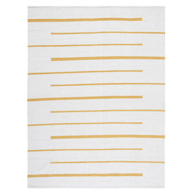 Estiven Hand-Woven Cotton Striped Flatweave Area Rug