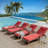 2-Piece Rattan Patio Chaise Lounge Set, 5-Position Recliner with Cushions-154793034