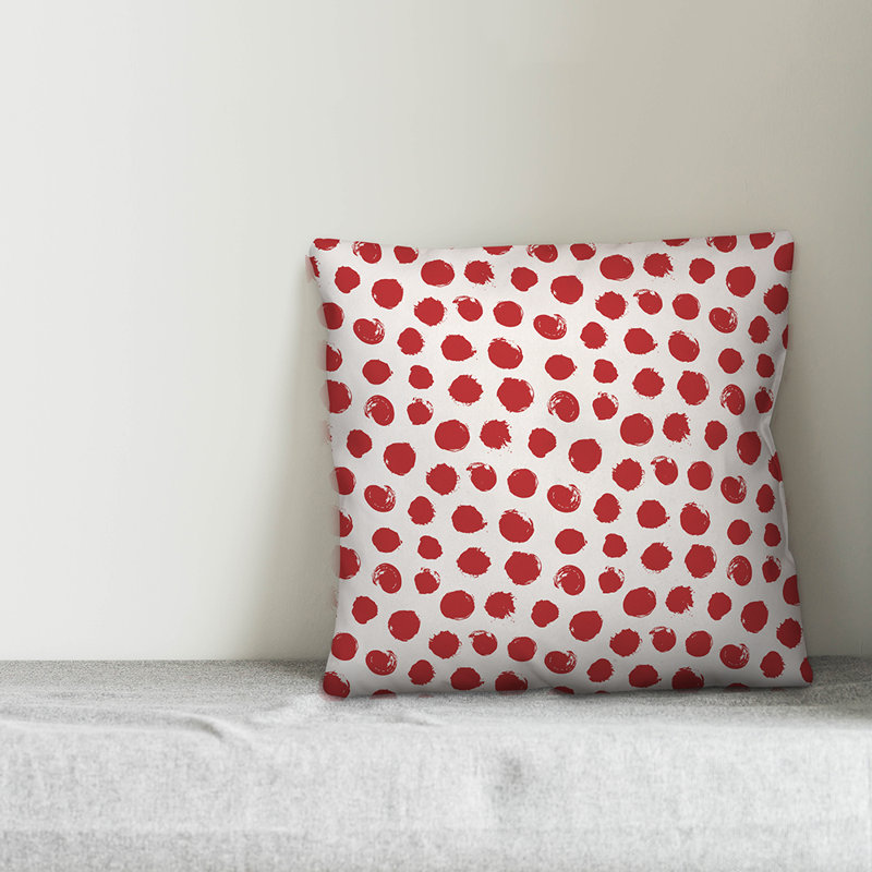 Polka Dots Reversible Throw Pillow, White/Red Polka Dots 1, 20" x 20"