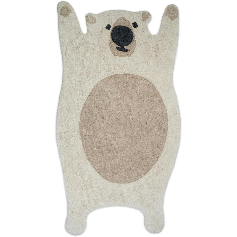 Tapis lavable noué à la main 2 pi x 4 pi brun et blanc cassé