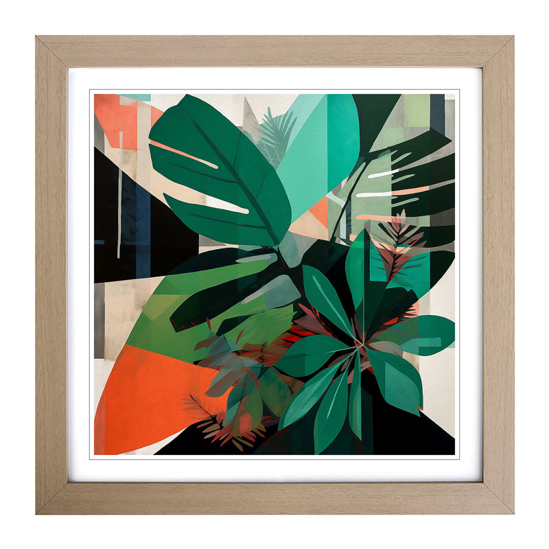 Tropical Leaf Suprematism No.1 - Framed Print, Oak