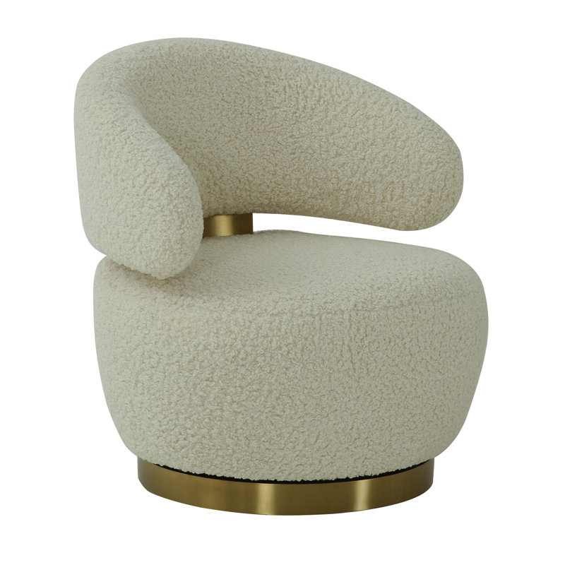 Fauteuil demi-tonneau Bernadett, Fausse fourrure beige