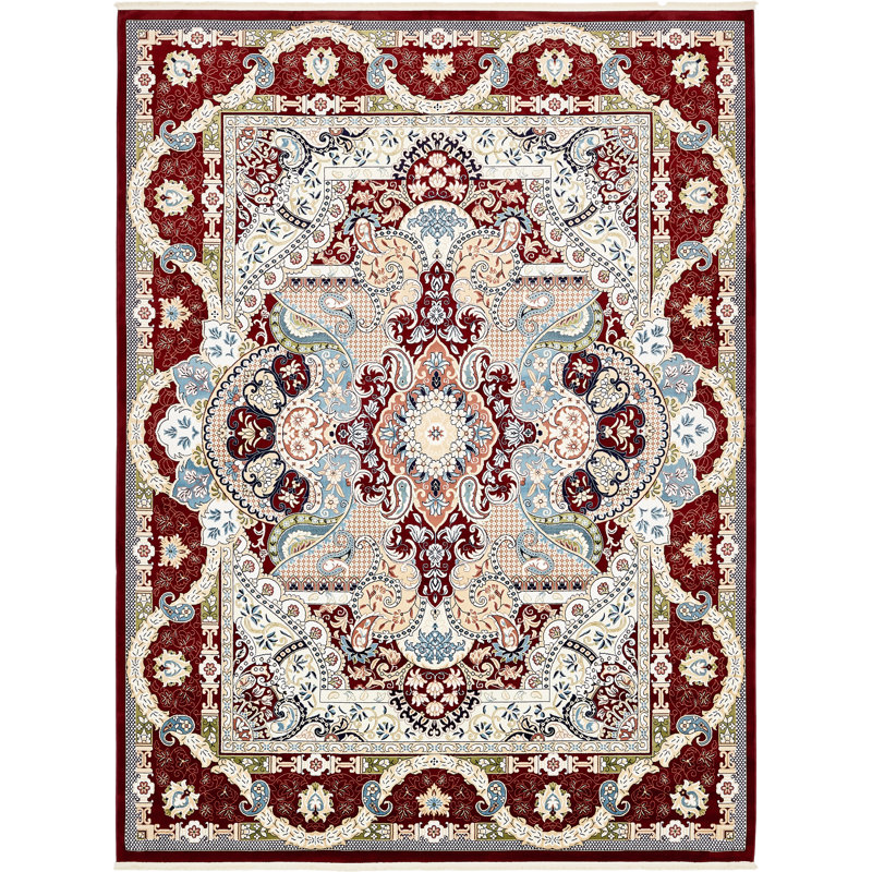 Tapis bleu marine / ivoire Eleanor, Red, Rectangle 3 pi 1 po x 5 pi 3 po