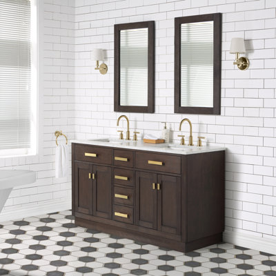 Meuble-lavabo de comptoir en marbre blanc de 72 po avec miroir Ashanda