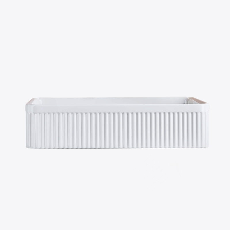 Lavabo vasque de salle de bain rectangulaire blanc en céramique avec bonde