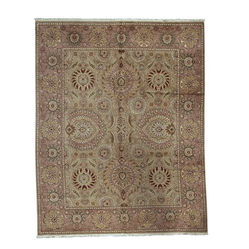 Tapis oriental jaune / rose en laine noué à la main Manchuria