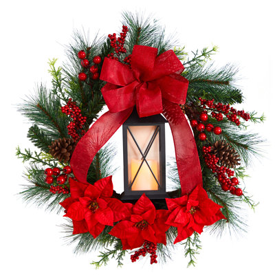 Faux Lighted 28'' Wreath