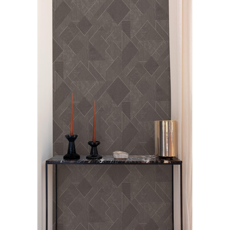 Rouleau de papier peint géométrique Antoinne, Noir