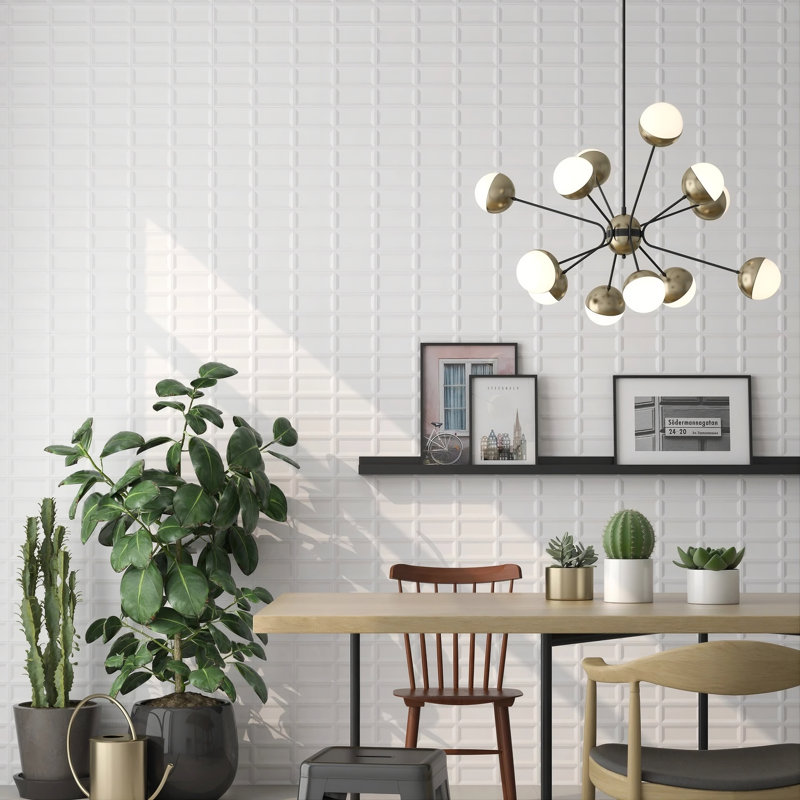 CC Textures 3x6 White Glossy Reversed Beveled - Ceiling tile , White