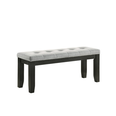Modern Bench With Gray Fabric And Tapered Wood Legs, Contemporary Design Bedroom Linen-Like Upholstery Legs