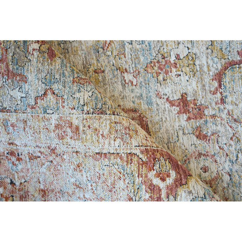 Antique Loom Blue/Rust Polyester powerloom Area Rug, Rectangle 12' x 15'